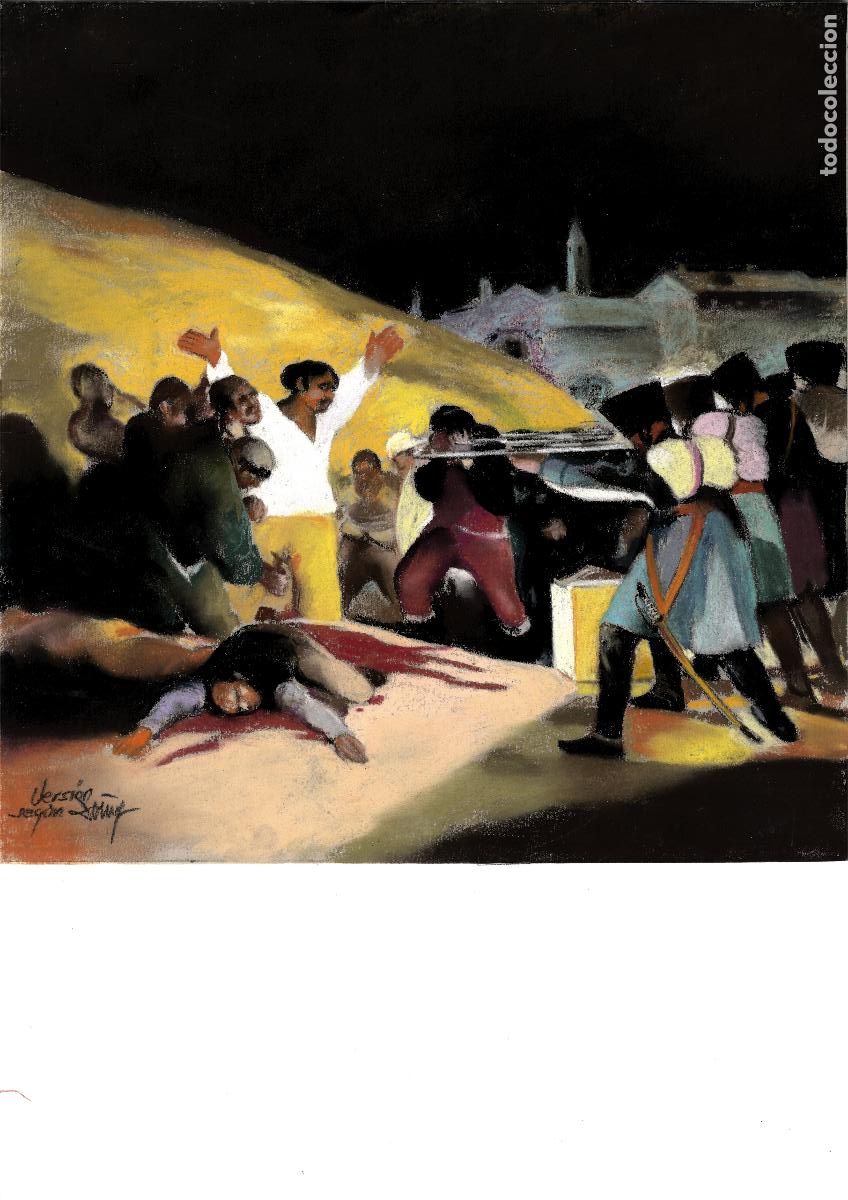 Art: Domingo &Aacute;lvarez G&oacute;mez - Grupo de personas en interior - 30x30 - Pastel