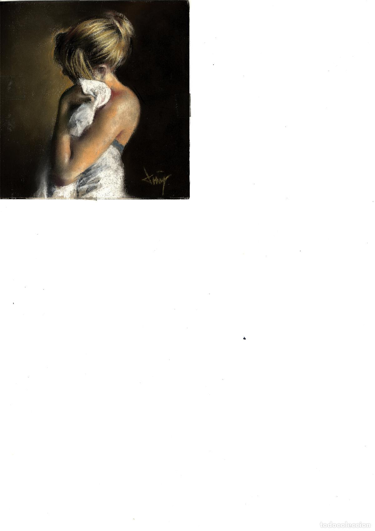 Art: Domingo &Aacute;lvarez G&oacute;mez - Mujer con pa&ntilde;uelo blanco - 15x15 - Pastel