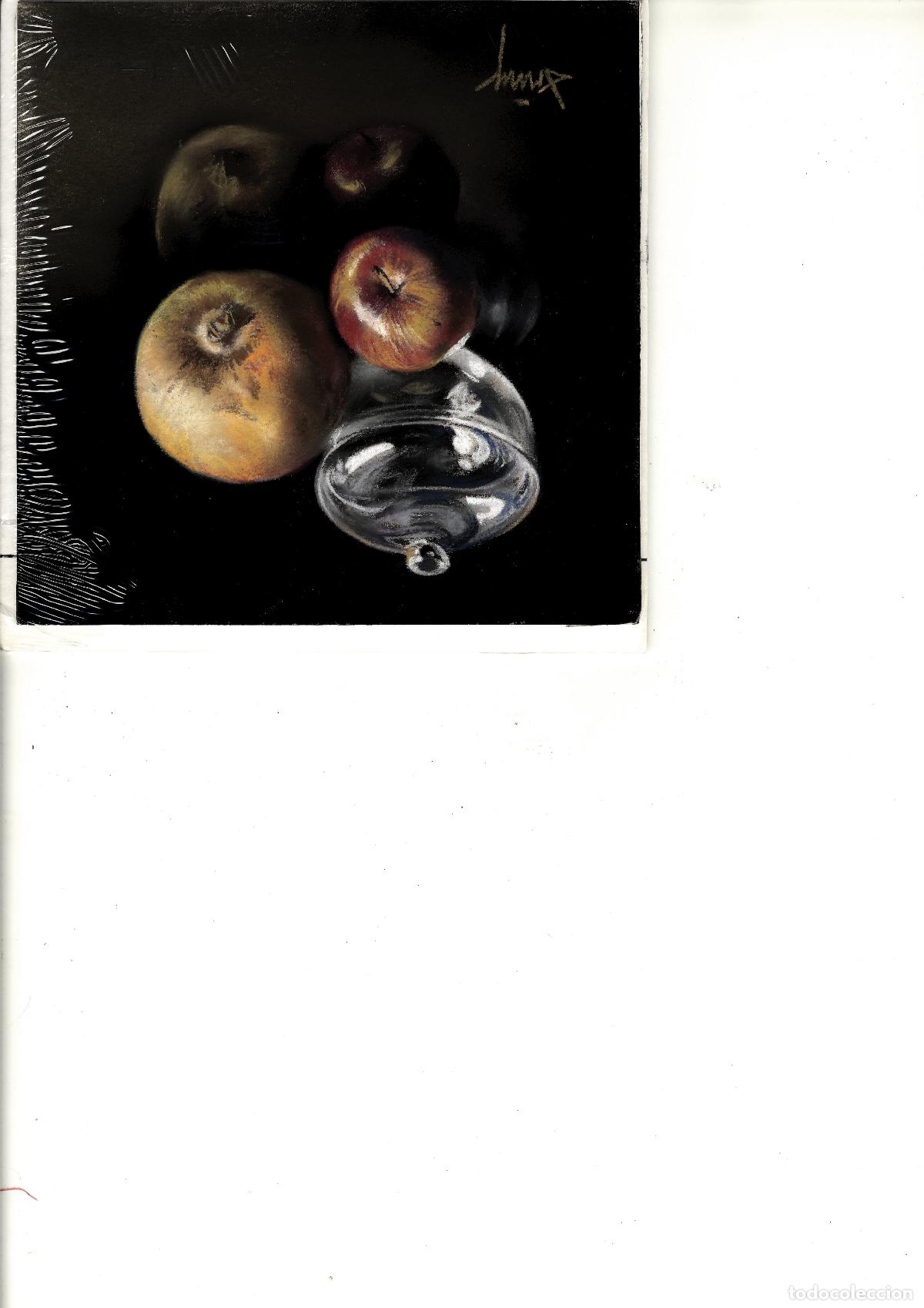 Arte: Domingo &Aacute;lvarez G&oacute;mez - Manzanas y objeto de vidrio - 20x20 - Pastel