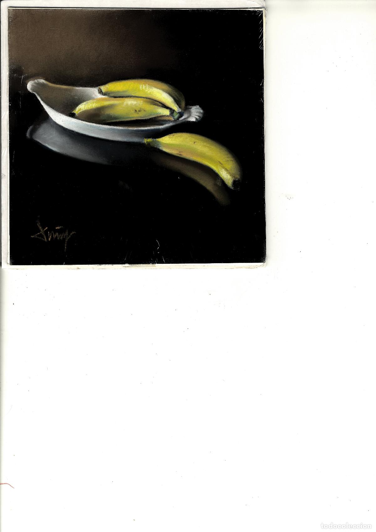 Arte: Domingo &Aacute;lvarez G&oacute;mez - Pl&aacute;tanos en bandeja - 20x20 - Pastel