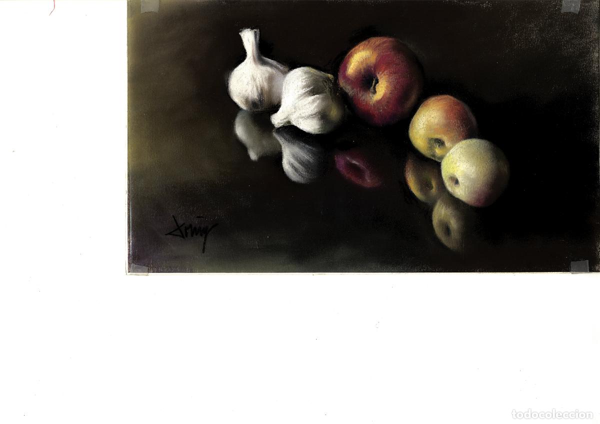 Arte: Domingo &Aacute;lvarez G&oacute;mez - Ajo y manzanas - 33x20 - Pastel