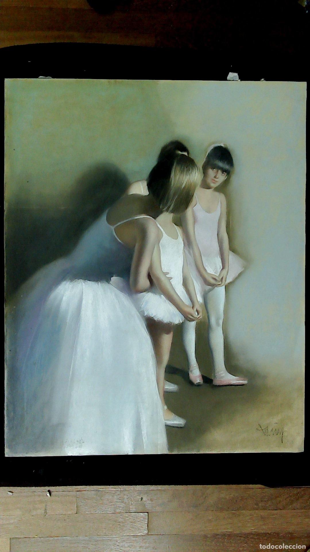 Arte: Domingo &Aacute;lvarez G&oacute;mez - Bailarinas en descanso - 80x64 - Pastel