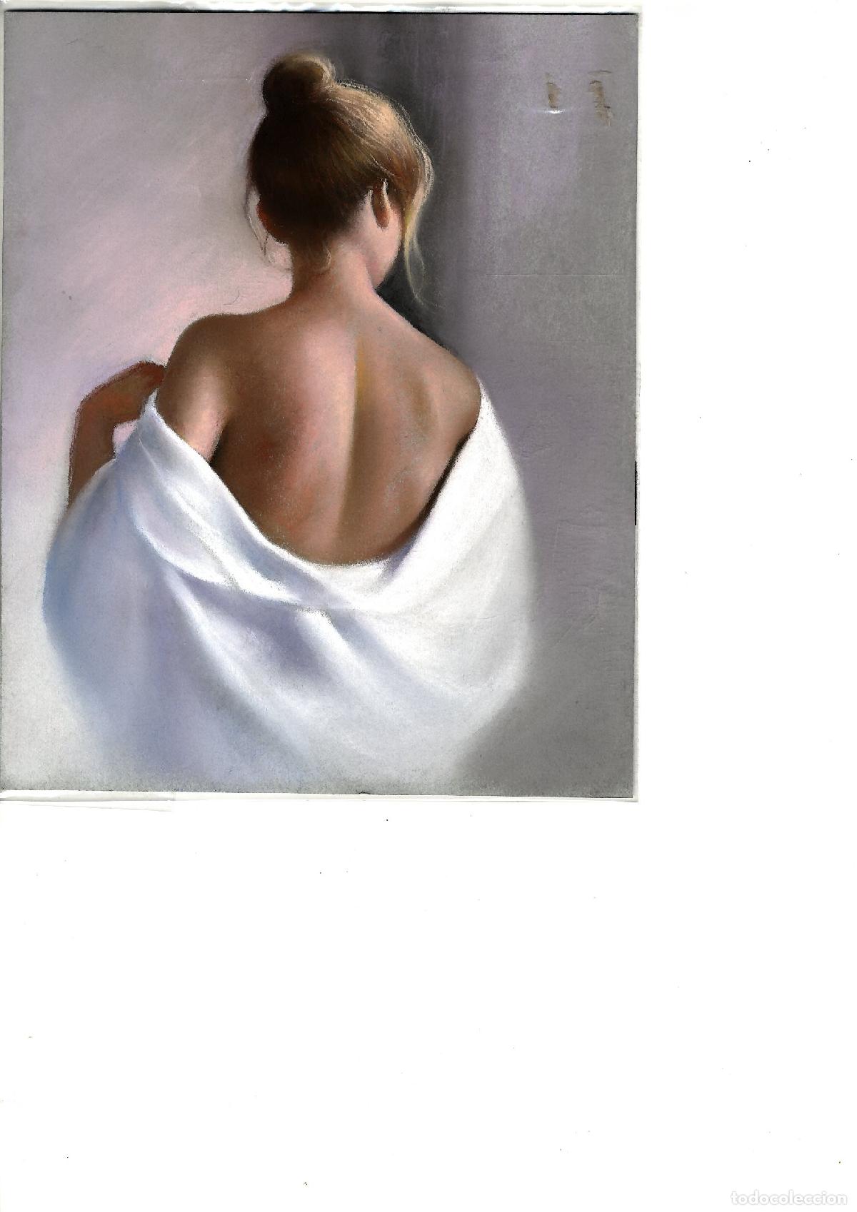 Arte: Soler - Mujer con toalla blanca - 33x24 - Pastel