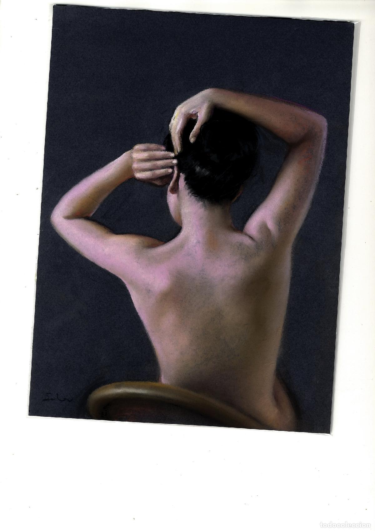 Arte: Soler - Mujer pein&aacute;ndose el cabello - 33x24 - Pastel