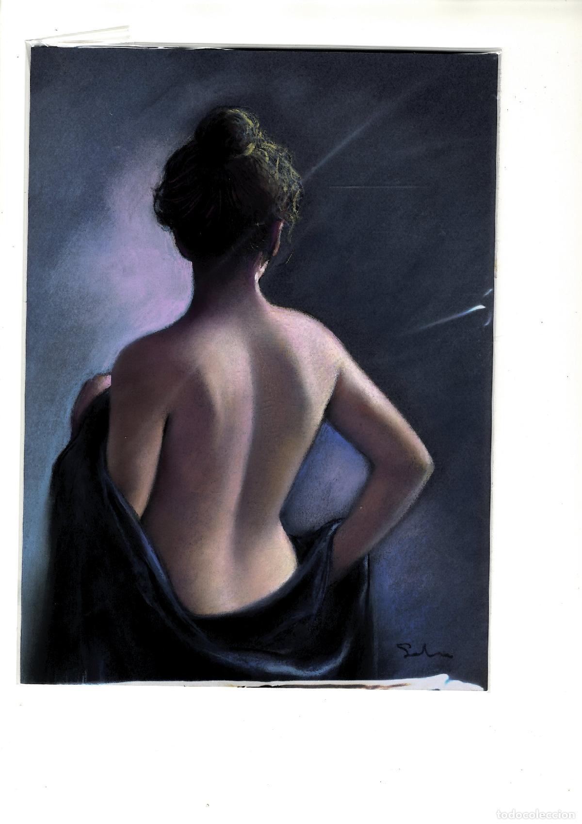 Arte: Soler - Mujer de espaldas desnuda - 33x24 - Pastel