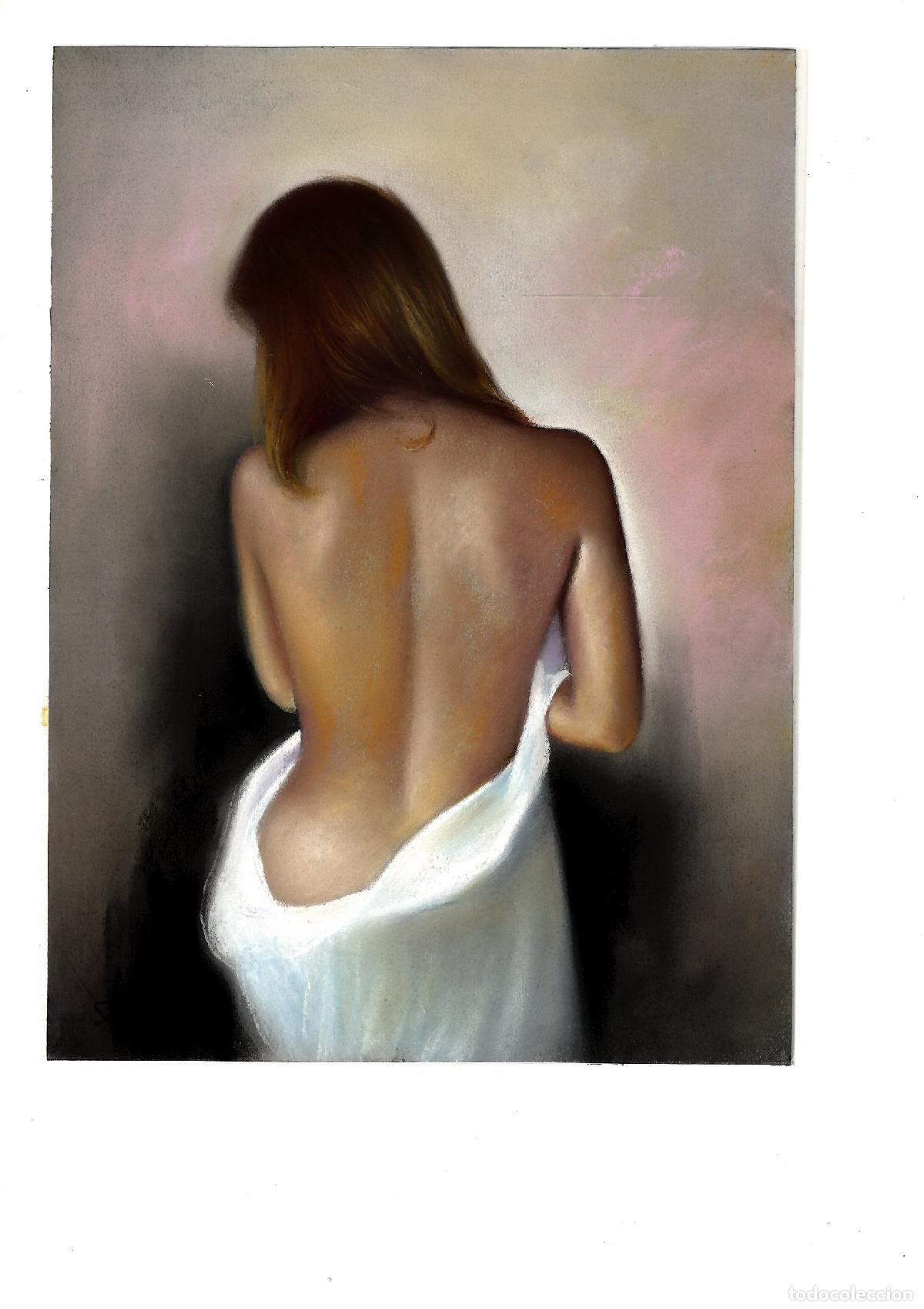 Arte: Soler - Mujer de espaldas desnuda - 33x24 - Pastel