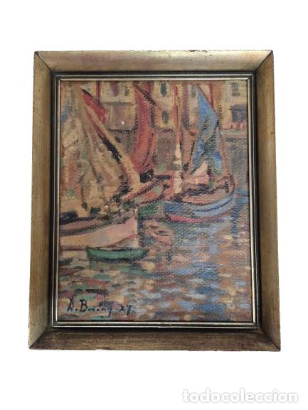 Arte: Adolphe Bonny (1849&ndash;1933) - La Rochelle - &Oacute;leo sobre Tablex - A&ntilde;o 1927