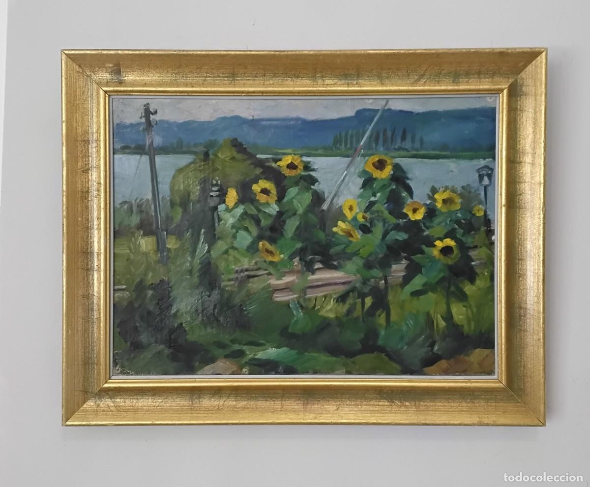 Kunst: L&iacute;nea de tren junto al lago, sin firmar &Oacute;leo sobre lienzo