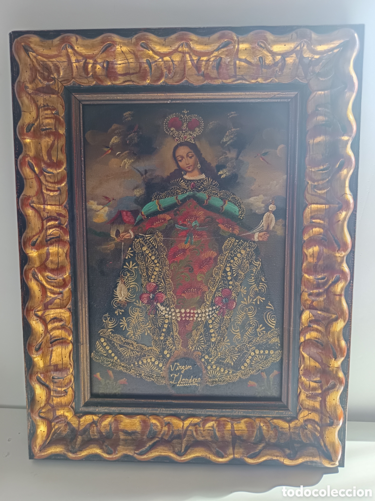 Art: Cuadro cuzque&ntilde;o Virgen Hilandera oleo