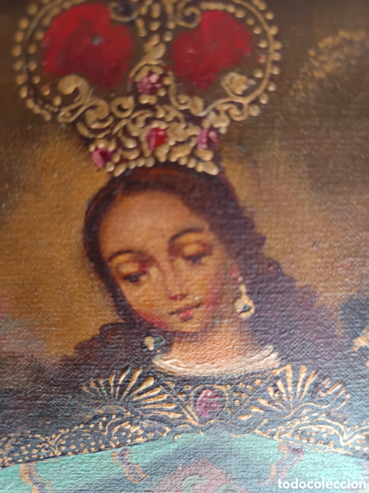 Arte: Cuadro cuzque&ntilde;o Virgen Hilandera