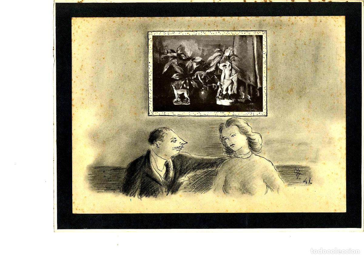 Arte: Ulises Traver Tormo - Pareja en interior con - 27x22 - Dibujo