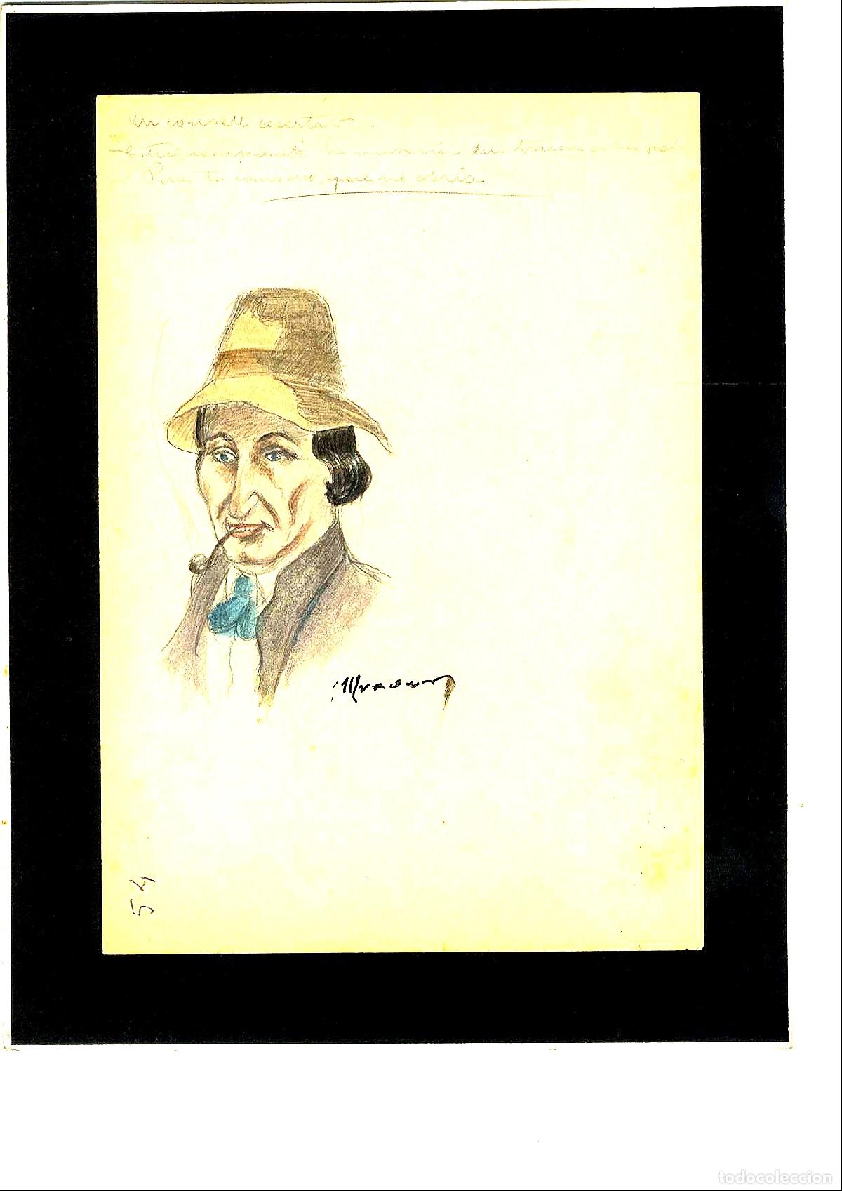 Arte: Ulises Traver Tormo - Retrato de hombre con sombrero - 27x22 - Dibujo