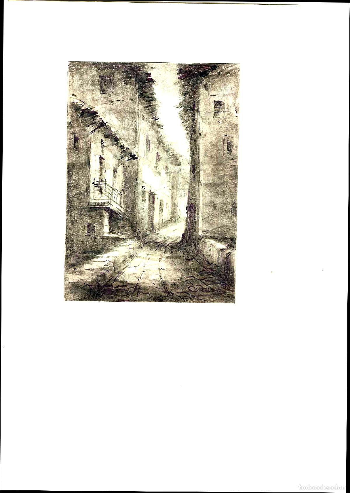 Art: Garrido - Callejuela con edificios antiguos - 27x22 - Dibujo