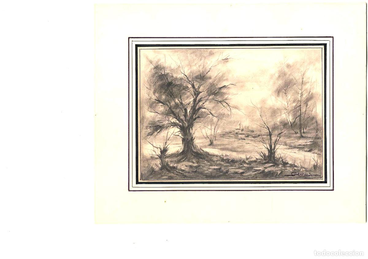 Art: Garrido - &Aacute;rbol en paisaje invernal - 27x22 - Dibujo