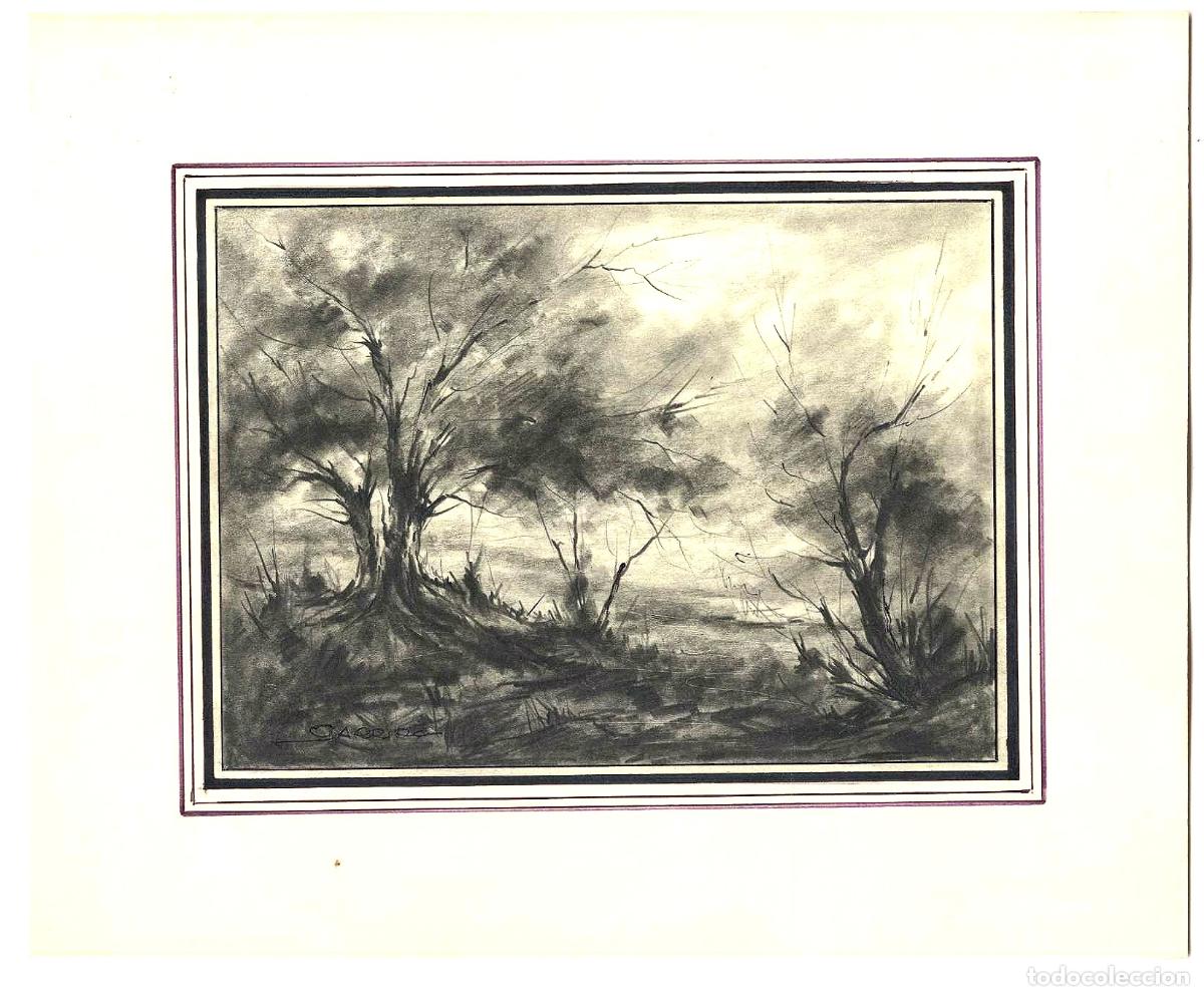 Arte: Garrido - &Aacute;rboles en un paisaje - 27x22 - Dibujo
