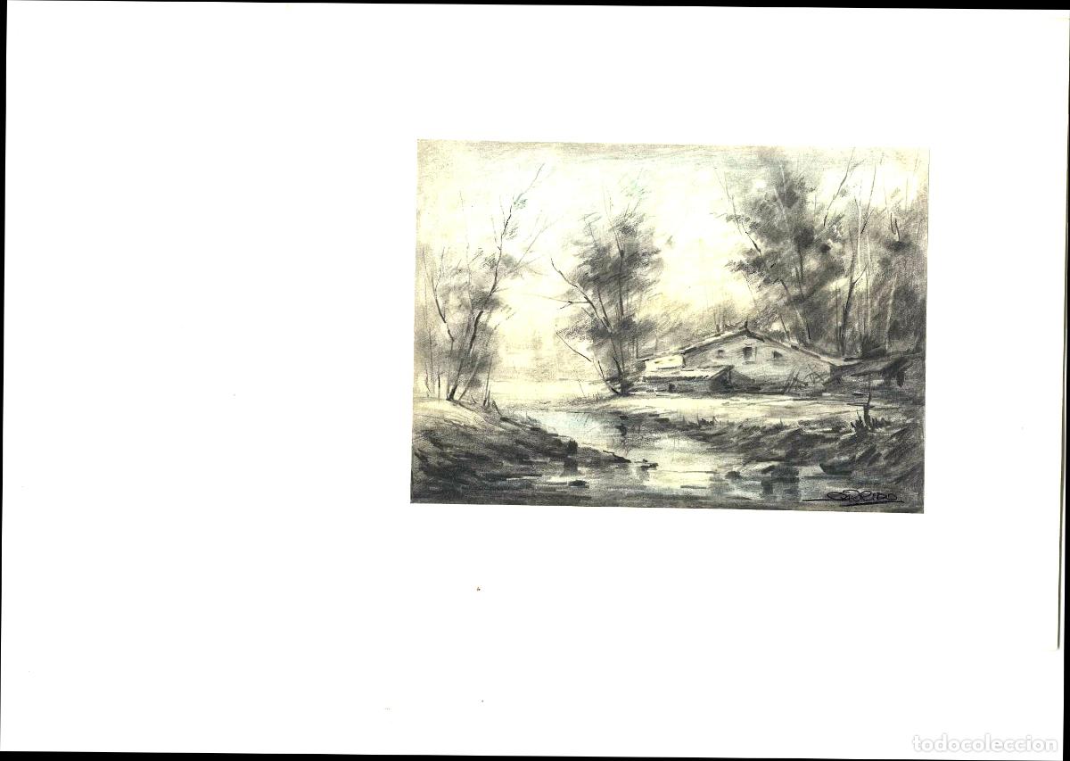 Arte: Garrido - Casa junto al r&iacute;o - 27x22 - Dibujo