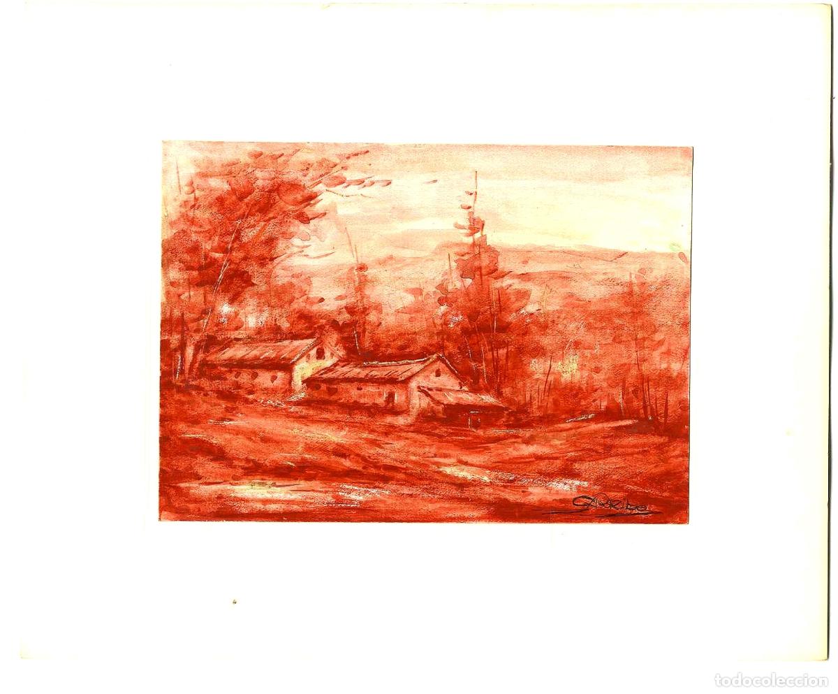 Arte: Garrido - Casas en el paisaje - 27x22 - Dibujo