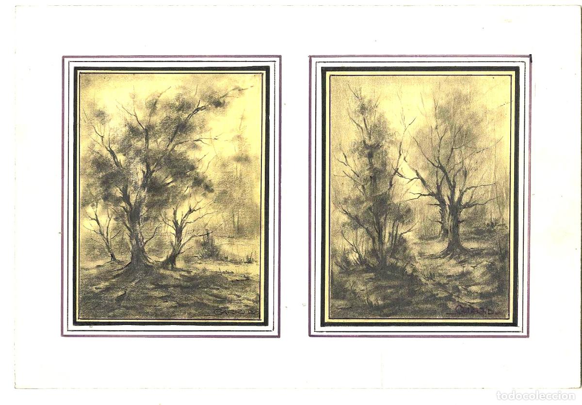 Kunst: Garrido - &Aacute;rboles en terreno &aacute;rido - 27x22 - Dibujo
