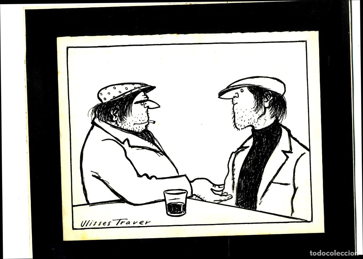 Arte: Ulises Traver - Dos hombres en un bar - 22x15 - Dibujo