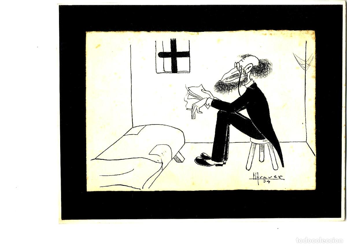 Arte: Ulises Traver - Hombre leyendo en silla - 22x15 - Dibujo