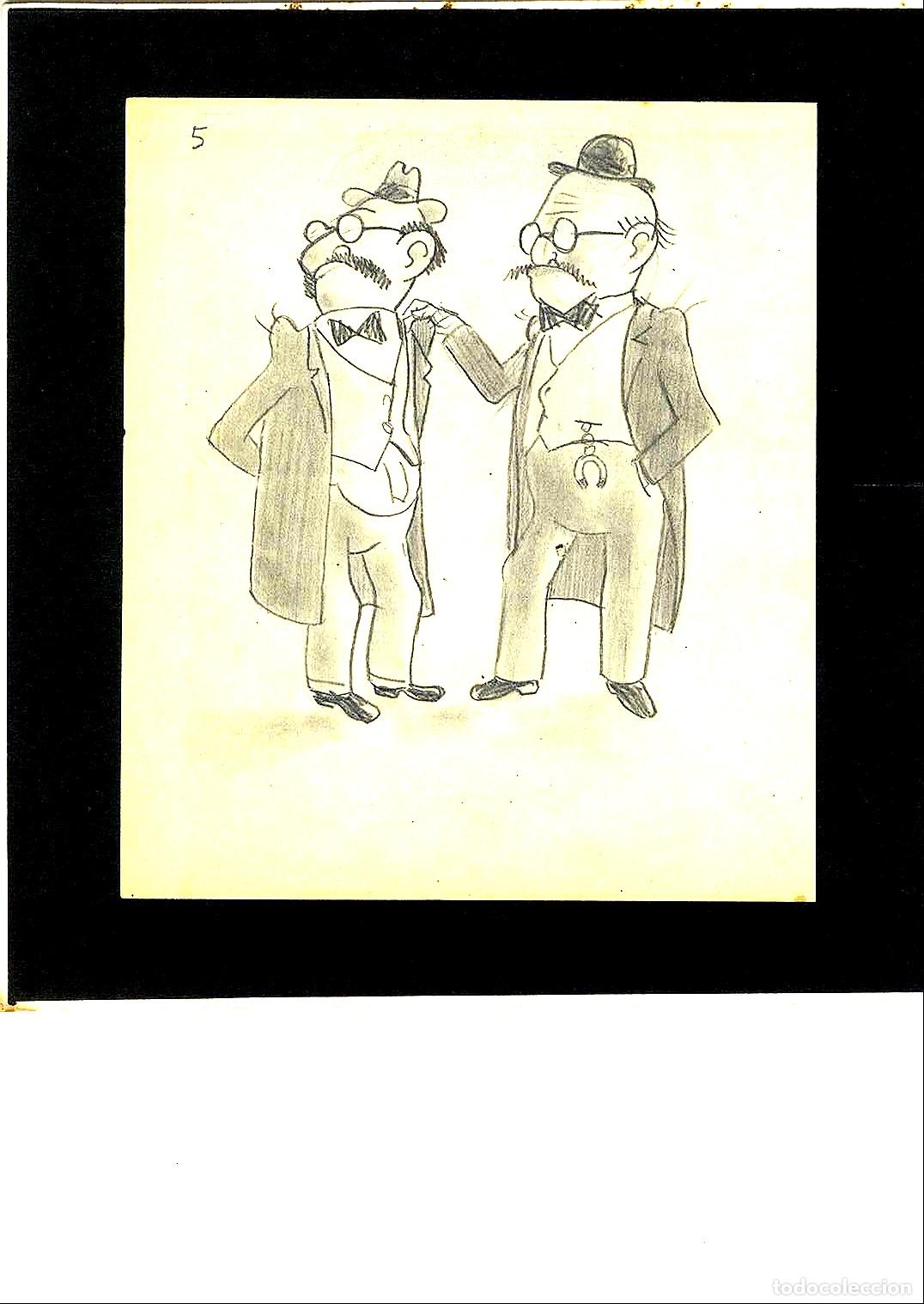 Arte: Ulises Traver - Dos caballeros en traje - 22x15 - Dibujo