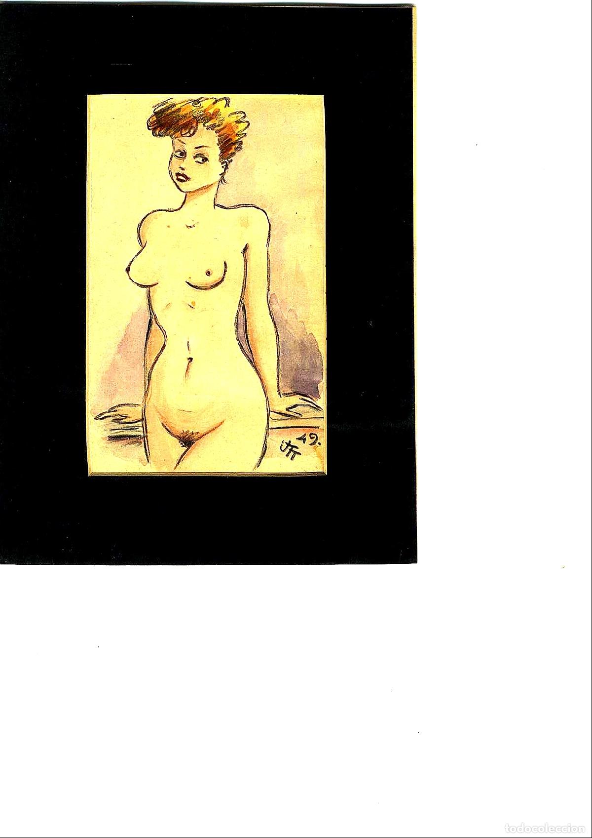 Arte: Ulises Traver - Mujer Desnuda de Pie - 21x18 - Dibujo