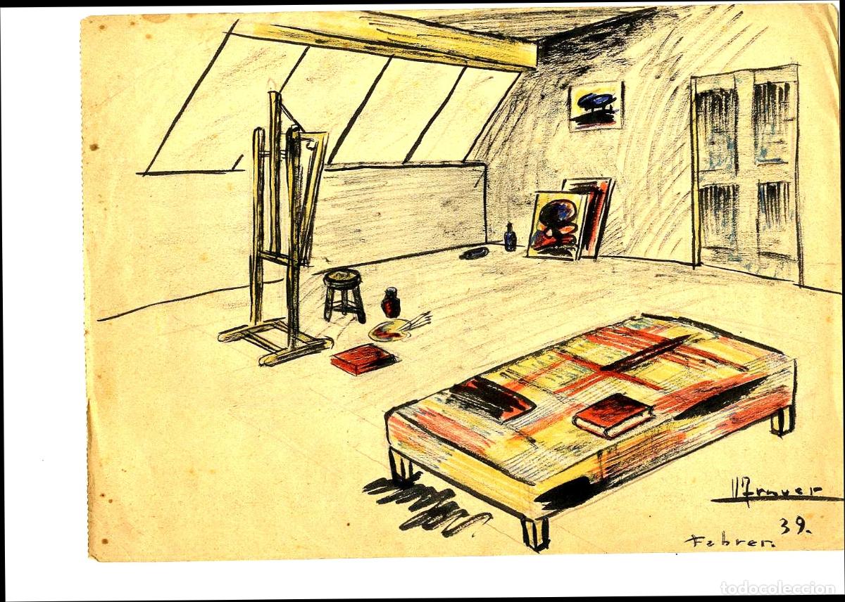 Arte: Ulises Traver - Estudio de Artista - 21x18 - Dibujo