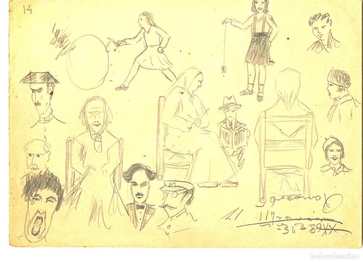 Arte: Ulises Traver - Estudio de personajes diversos - 21x18 - Dibujo