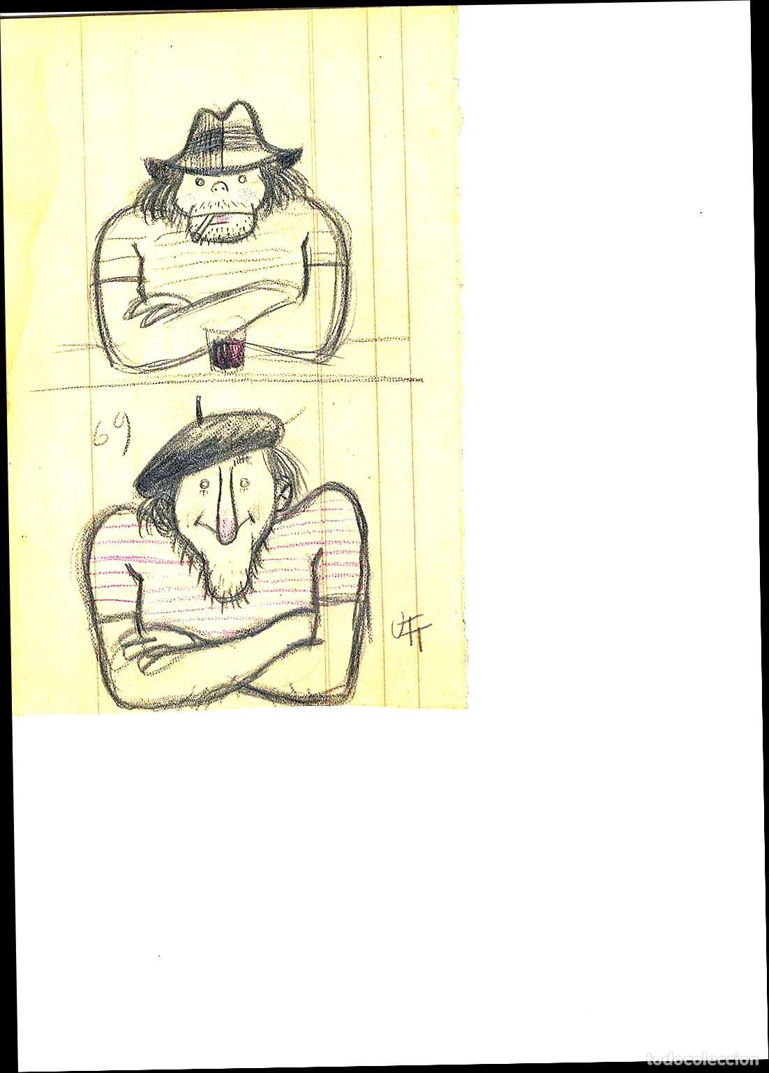 Arte: Ulises Traver - Dos personajes masculinos - 21x18 - Dibujo