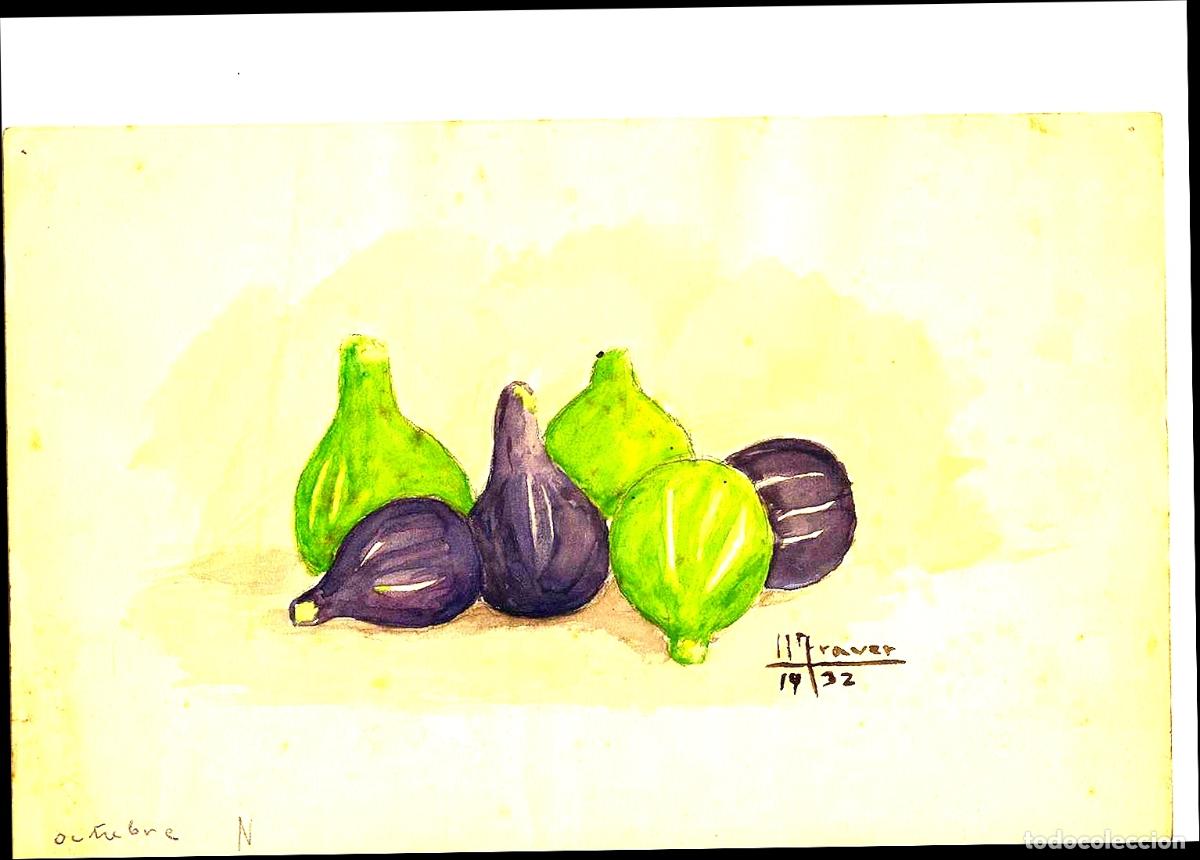 Arte: Ulises Traver - Frutas sobre fondo claro - 21x18 - Dibujo