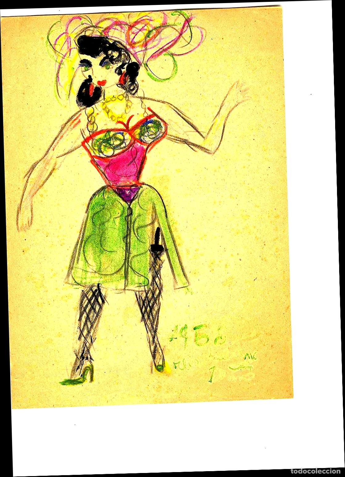 Arte: Ulises Traver - Mujer en traje de fiesta - 21x18 - Dibujo