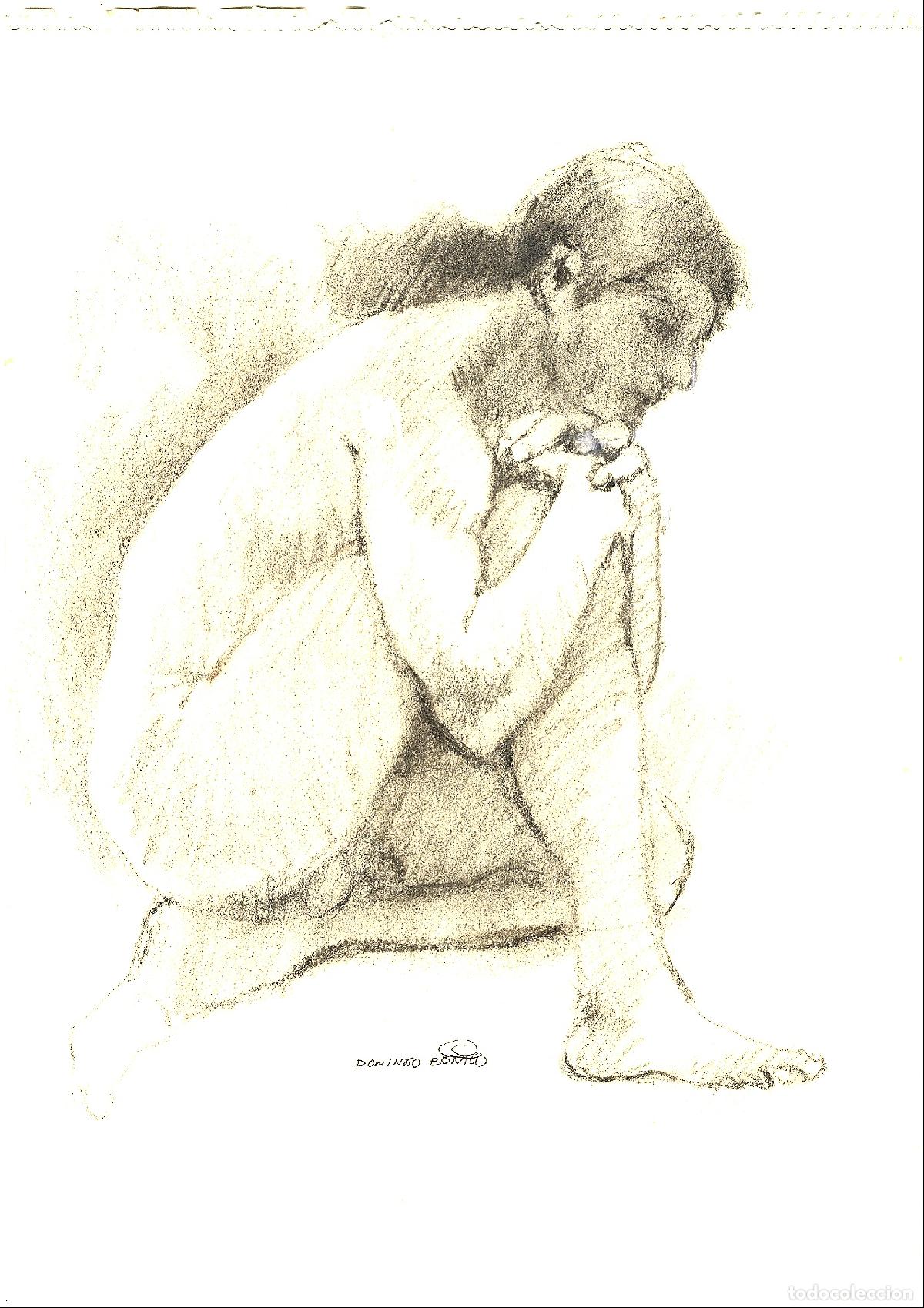 Art: Domingo Benito - Mujer sentada en cuclillas - 40x30 - Dibujo
