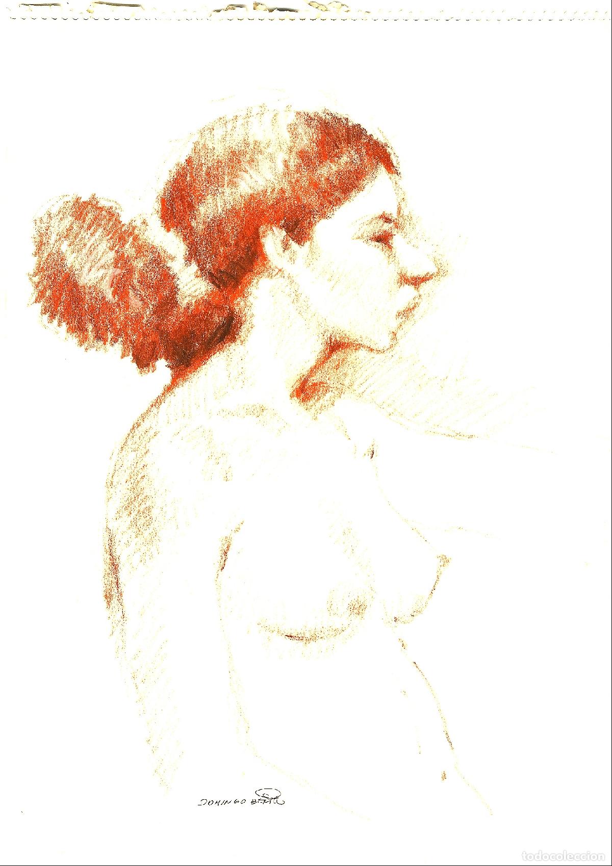 Art: Domingo Benito - Mujer de espaldas desnuda - 40x30 - Dibujo