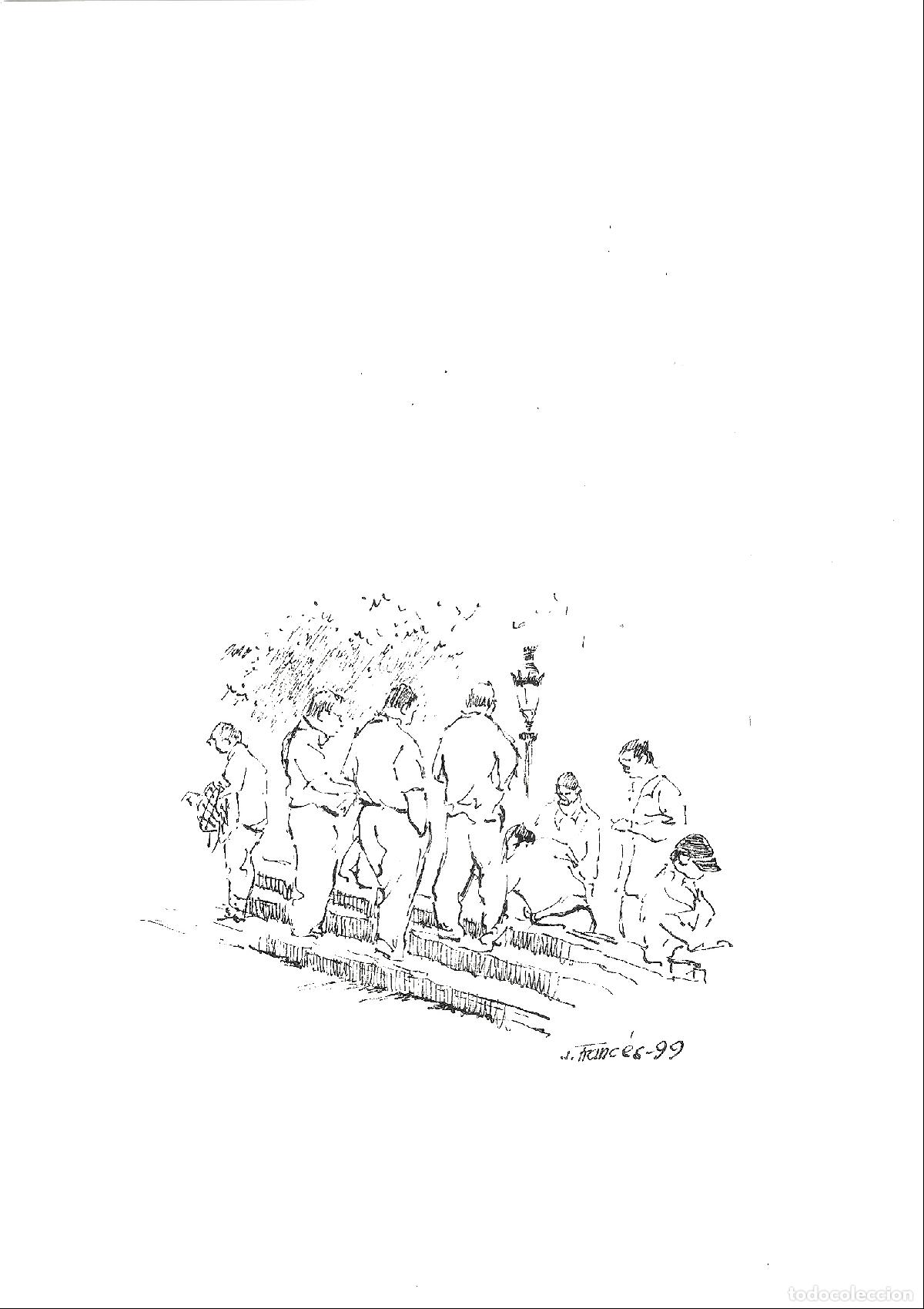 Art: J Franc&eacute;s - Gente en la acera - 24x18 - Dibujo