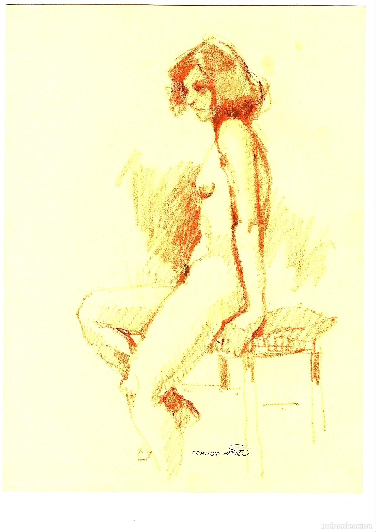 Kunst: Domingo Benito - Mujer sentada en silla - 40x30 - Dibujo