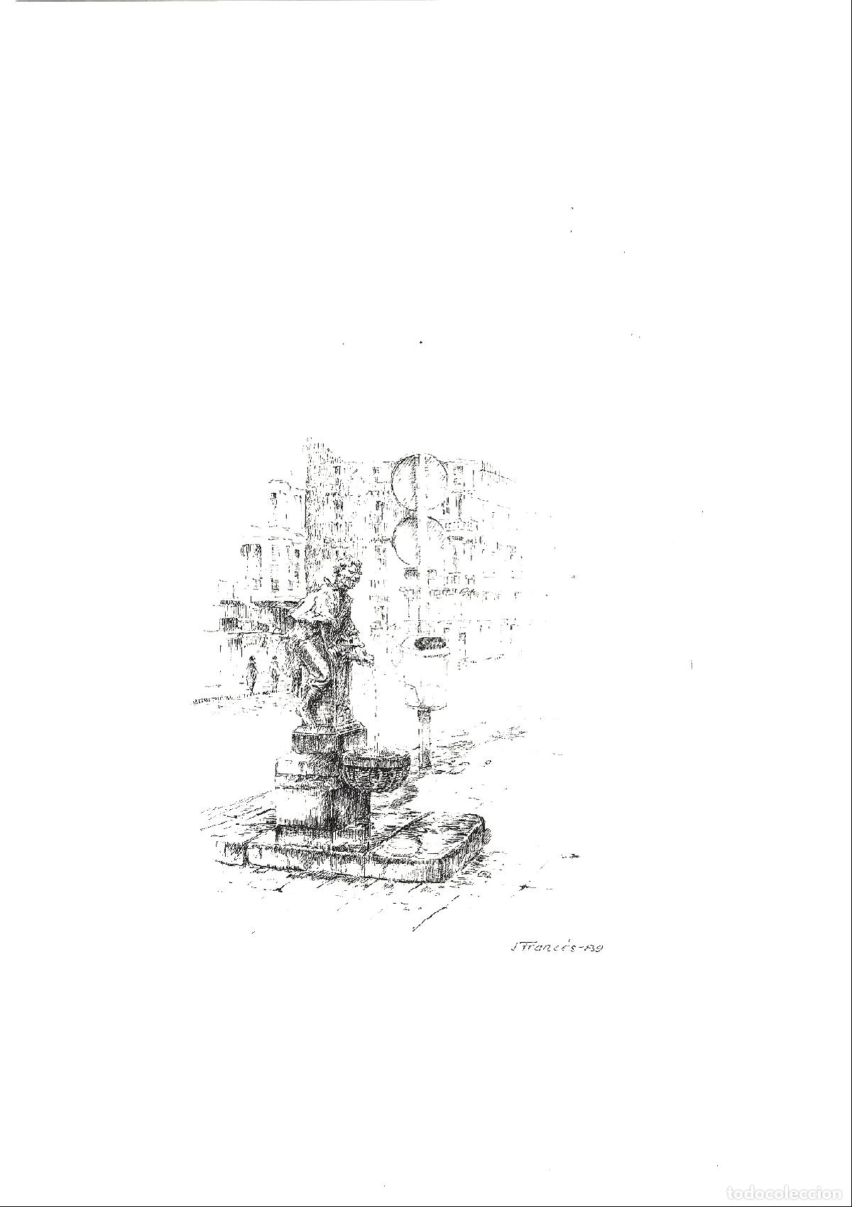 Kunst: J Franc&eacute;s - Fuente con figura masculina - 24x18 - Dibujo