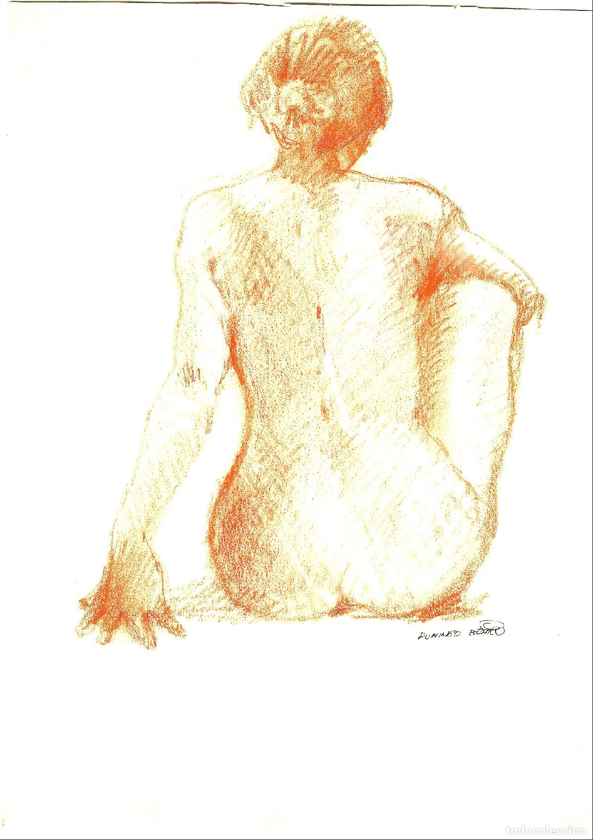 Arte: Domingo Benito - Figura femenina sentada - 40x30 - Dibujo