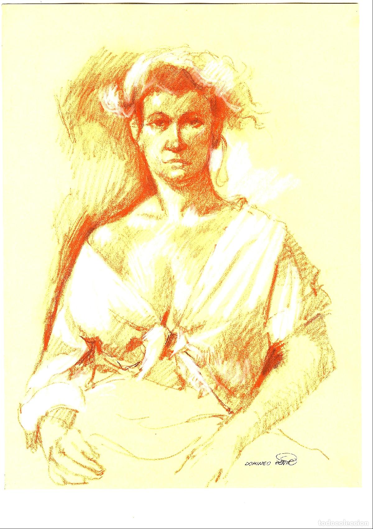 Arte: Domingo Benito - Mujer con sombrero - 40x30 - Dibujo