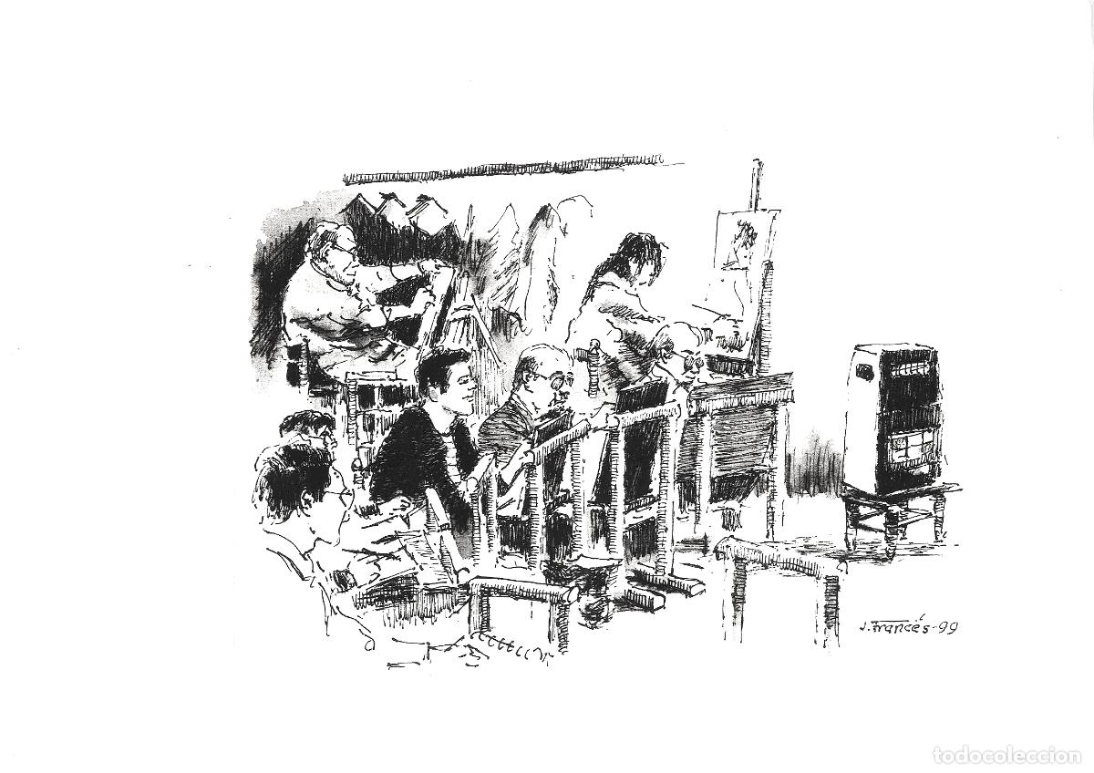Arte: J Franc&eacute;s - Estudio de Artistas Trabajando - 24x18 - Dibujo