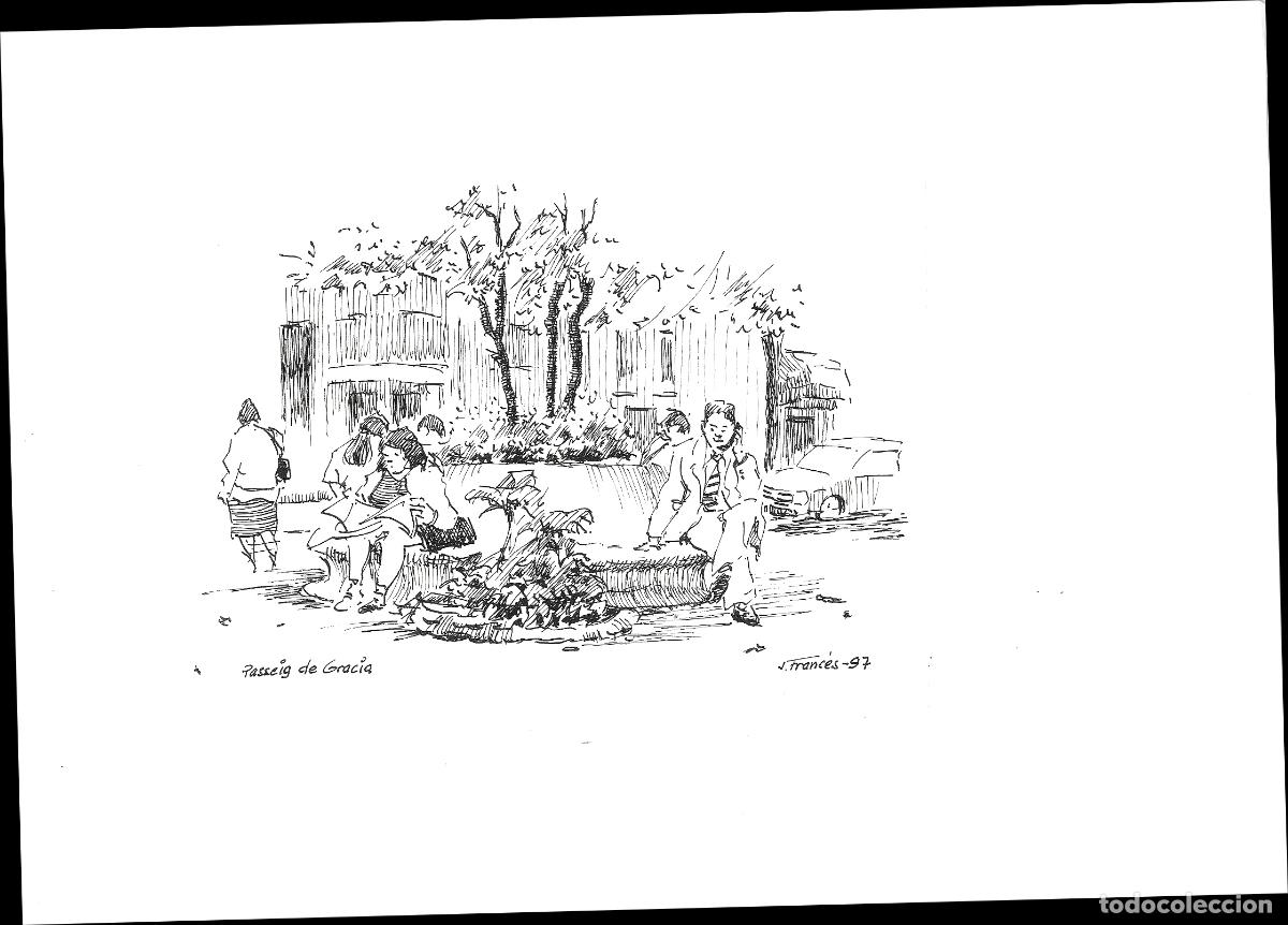 Arte: J Franc&eacute;s - Paseo de Gracia urbano - 24x18 - Dibujo