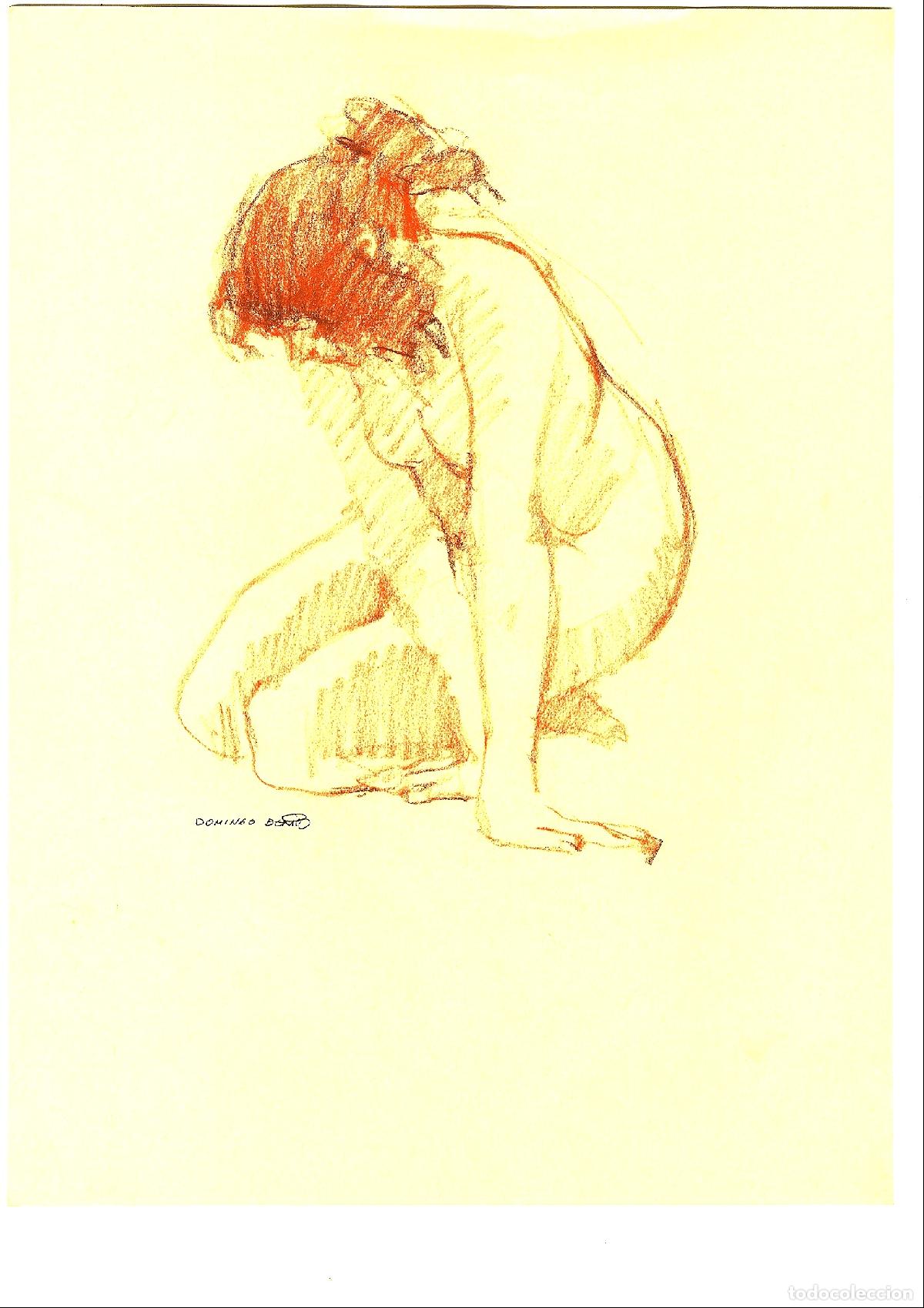 Arte: Domingo Benito - Mujer en postura introspectiva - 40x30 - Dibujo