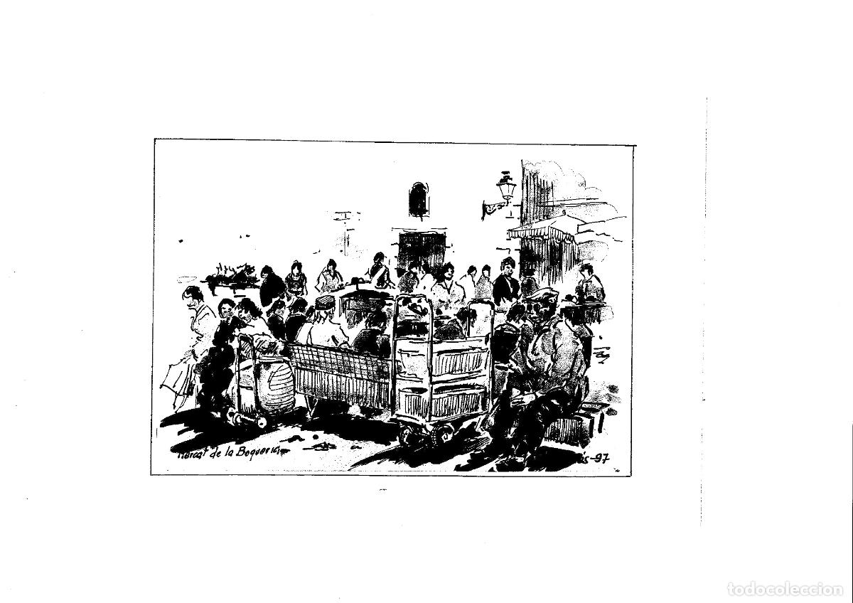 Kunst: J Franc&eacute;s - Mercado de la Boqueria - 24x18 - Dibujo