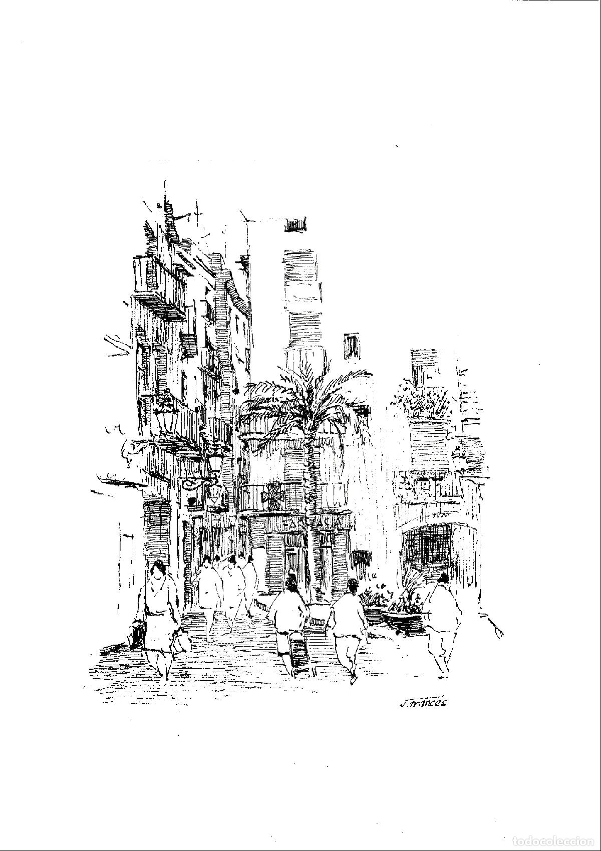 Kunst: J Franc&eacute;s - Paseo urbano nocturno - 24x18 - Dibujo