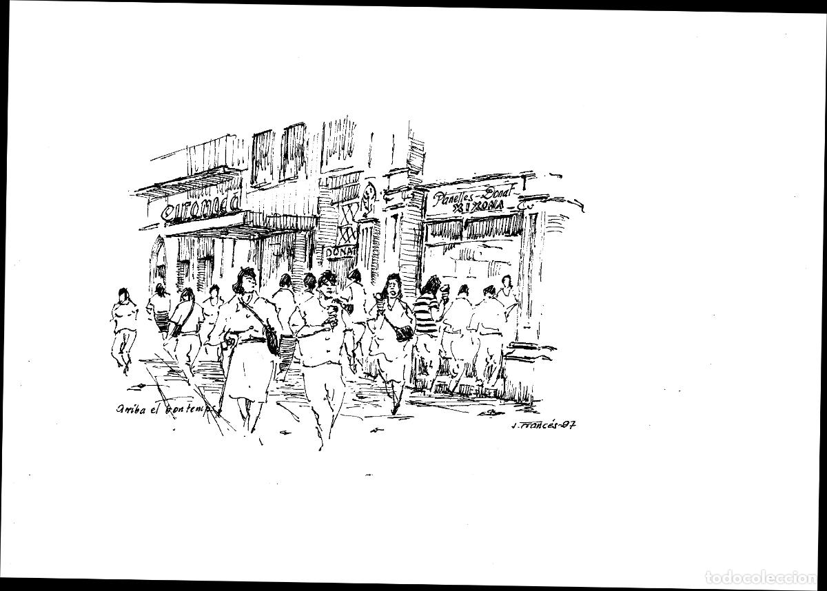 Art: J Franc&eacute;s - Gente en la calle - 24x18 - Dibujo