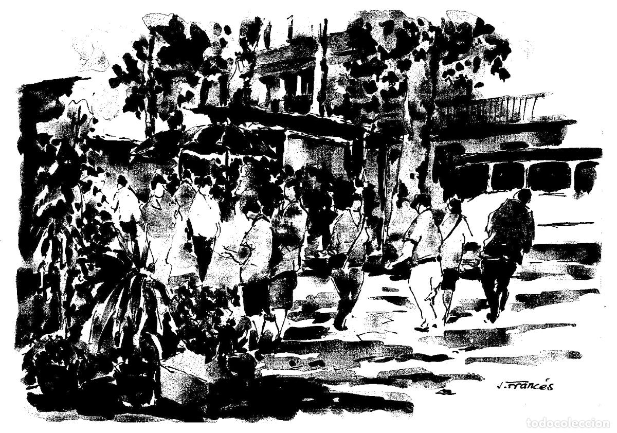 Kunst: J Franc&eacute;s - Paseo urbano nocturno - 24x18 - Dibujo