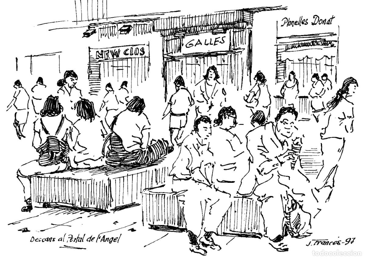 Kunst: J Franc&eacute;s - Descanso urbano - 24x18 - Dibujo