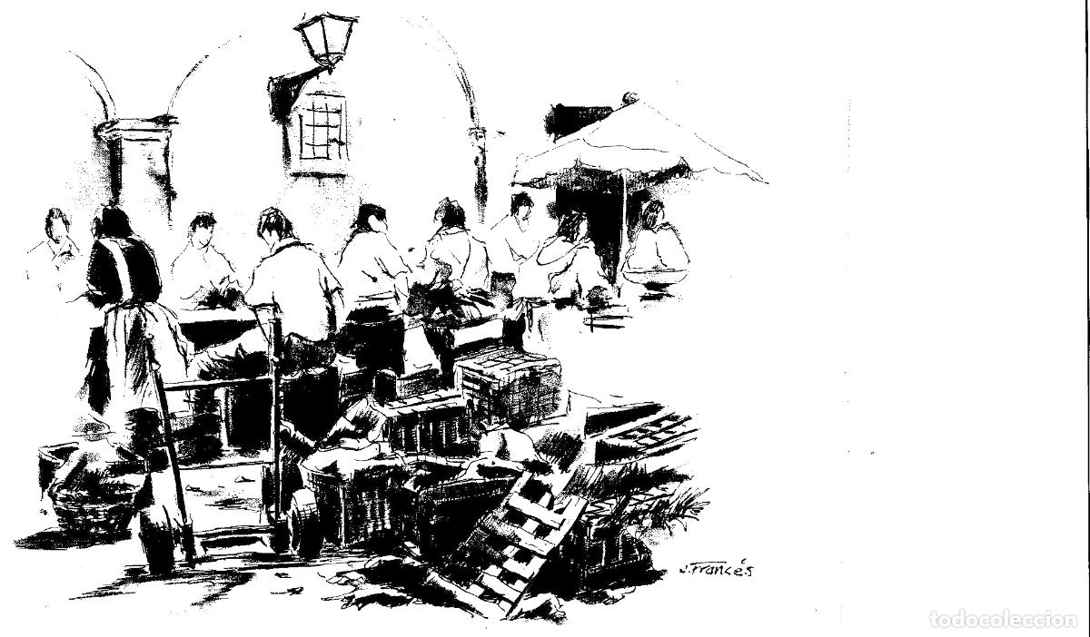 Arte: J Franc&eacute;s - Mercado de productos frescos - 24x18 - Dibujo