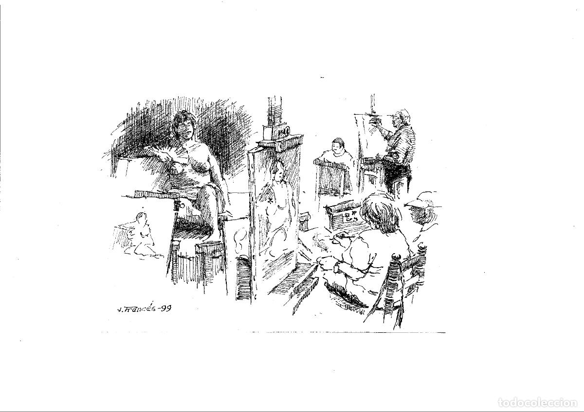 Art: J Franc&eacute;s - Estudio de Artistas Trabajando - 24x18 - Dibujo