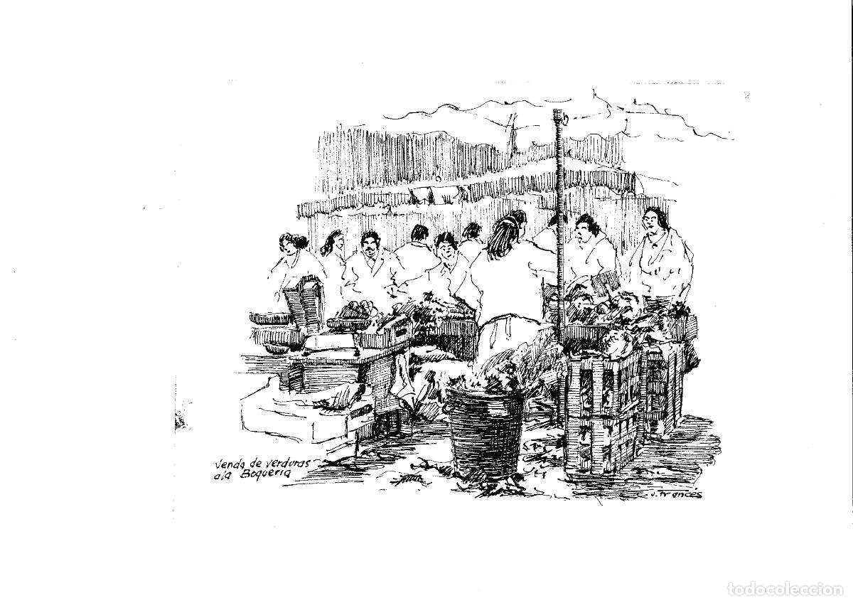 Art: J Franc&eacute;s - Venta de verduras - 24x18 - Dibujo