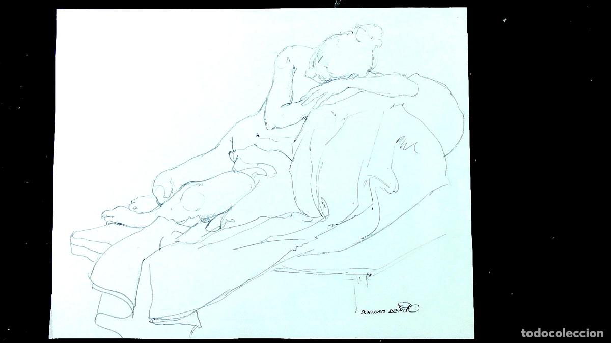 Kunst: Domingo Benito - Pareja Sentada en Sof&aacute; - 40x30 - Dibujo